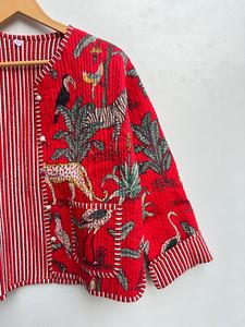 เสื้อแจ็กเก็ตผ้าฝ้ายบุนวมพิมพ์ลายดอกไม้สำหรับผู้หญิงเสื้อโค้ทลายดอกไม้แบบกลับด้านได้เสื้อแจ๊กเก็ตลำลองกระดุมพิมพ์ลายสำหรับทุกคน - Product Image 3