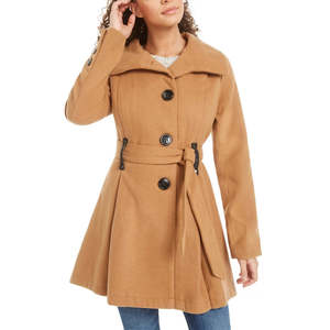 Madden Girl Junior's Casual Belted <b>Skirted</b> <b>Coat</b> Yellow Size Small-for Autumn - Product Image 1