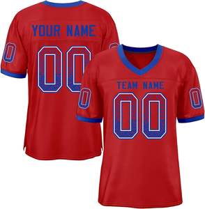 Camiseta de fútbol americano de secado rápido personalizada OEM, malla transpirable, poliéster, logotipo de equipo deportivo, nombre, número, Impresión de transferencia de calor Plus - Product Image 1