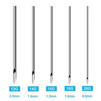 Ohrnasen-Piercing-Nadeln-100 Stück gemischte Piercing-Nadeln 12G 14G 16G 18G und 20G Hohl nadeln für Ohrnasen-Nabel-Bauch nippel