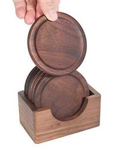 Wooden Coasters with Wooden <b>Stand</b> for Tea Coffee or <b>Drinks</b> Mug - Product Image 4