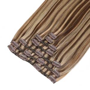 Extensions de cheveux à clipser 30 pouces 9A Remy Cheveux humains brésiliens indiens Mélange brun châtain blond bronzé - Product Image 1