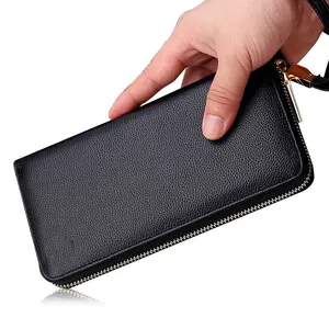 Cartera de cuero genuino para hombre, monedero con bolsillo lateral doble, diseño de marca para hombre, carteras de cuero Vintage - Product Image 1