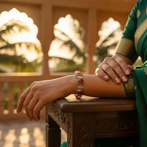 925 Silver Carnelian <b>Bracelet</b> for Women <b>Gold</b> & <b>Rose</b> <b>Gold</b> Plated Trendy Gemstone Jewelry for Weddings & Gifts - Product Image 2