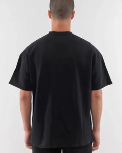 Vente en gros de t-shirts surdimensionnés avec logo personnalisé 300 Gsm épais 100% coton avec impression bouffante noire pour hommes - Product Image 5