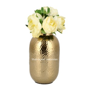 Florero de Metal de último diseño, acabado martillado en oro para boda y decoración del hogar, decoración de mesa, centro de mesa - Product Image 1