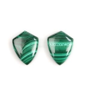 Haute qualité 12x16mm lisse Malachite Cabochon forme de bouclier naturel Flatback calibré pierre précieuse en vrac pour la fabrication de bijoux - Product Image 6