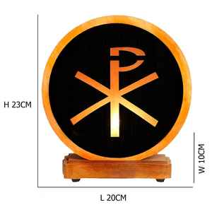 Chi Ro signe Style sculpté à la main écologique lampe au sel rose de l'Himalaya haute qualité décoration de la maison christianisme signe lettres - Product Image 3