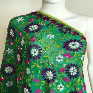 Phulkari Dupatta สำหรับผู้หญิง,สไตล์หนักมีเอกลักษณ์ทำด้วยมือเธรดทั้งหมดทำงาน Dupatta - Product Image 1