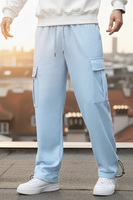 Streetwear Joggers avec poche Hommes Casual Sport Running Flare Pantalon Cargo Empilé 6 Poches Tricoté à l'intérieur Polaire Brossée