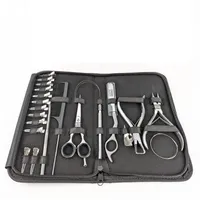 Kit de salon de coiffure pour Extensions de cheveux humains Barber Scissor Razor Tape In Hair Extension Plier Clamp Hair Parting Peigne Needle Loop