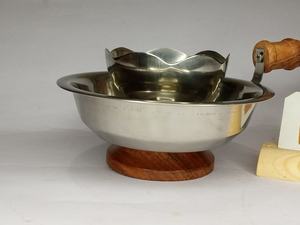 Tazón de quemador de incienso de metal con mango de madera con soporte de carbón extraíble Opciones de latón, cobre y acero inoxidable - Product Image 6