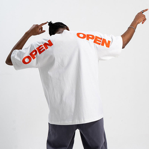 Camisetas Oversize de Moda con Hombros Caídos para Hombre, en Blanco y Negro, con Estampado Serigrafiado, Fabricante - Product Image 3