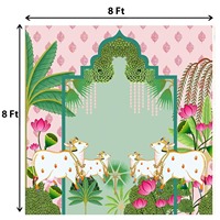 Toile de fond en tissu de 8x8 pieds, imprimé floral Pichwai, accessoire photo, décoration de mariage traditionnelle indienne, décoration de fête d'anniversaire, décoration d'événement