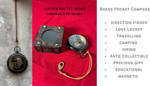 Classic Copper Pocket <b>Compass</b> with <b>Engraved</b> Leather Case | Vintage London Magnetic Navigation <b>Compass</b> Rectangle Design - Product Image 5