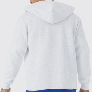 Sweat à capuche oversize pour homme 2024, personnalisé en usine, 100% coton, fermeture éclair, imprimé, XS, effet vintage, polaire de haute qualité, blanc et bleu - Product Image 2