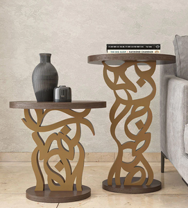 Bàn Cạnh Caligraffiti Bàn Cạnh Tròn Mdf Kim Loại Thiết Kế Thanh Lịch Bàn Cà Phê Cho Phòng Khách Đồ Nội Thất Giỏ Đựng Đồ - Product Image 2