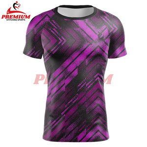 Vente en gros sublimé personnalisé BJJ Rashguard chemises pour hommes Compression Fitness Gym Shorts manches chemise respirant MMA Rash Guard - Product Image 3