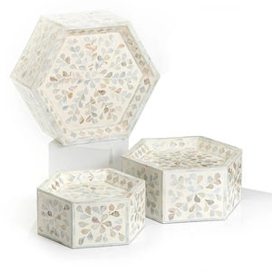 High Quality Hexagon Shaped Chocolate Display Stands Mother of Pearl Cake and <b>Dessert</b> Serving Stands Available - Product Image 4