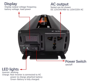 Inversor de Corriente para Auto, Onda Sinusoidal Pura, 12V 2600W 220V 50Hz 220V 60Hz, Convertidor de 12V a 110V - Product Image 3