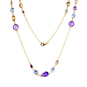 Lujo moda 925 plata esterlina chapado en oro fiesta desgaste Multi corte piedra señoras desgaste collar de cadena larga - Product Image 2