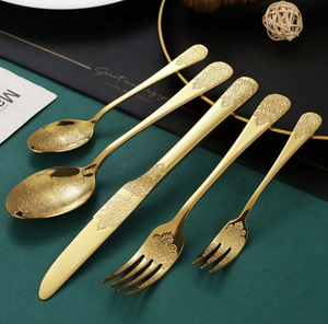 Date vintage multi couleur en acier inoxydable couverts ensemble dîner couteau cuillère maison cuisine restaurant vaisselle mariage événement décor - Product Image 5