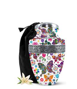 Urnes papillon pour cendres humaines Femme et homme adultes-Urnes de crémation blanches avec sac-Honore votre bien-aimé avec de grandes urnes - Product Image 1