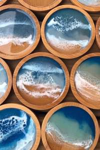 ELEVATE Resin Walnut <b>Wood</b> <b>Coasters</b> for Home Deco Epoxy Resin Wooden <b>Coaster</b> Custom Luxury <b>Coaster</b> for Drink - Product Image 3