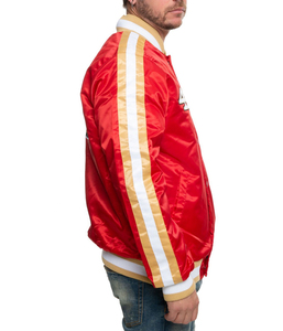 Genuine Plus Size Custom Men Satin Leather Varsity <b>Jacket</b> with <b>Patches</b> Superior Quality Polyester Silk Baseball Letterman <b>Jacket</b> - Product Image 3