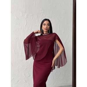 MissJANELL Elegante Vestido Maxi de Tul Rosa, Mezcla de Poliéster y Elastano, Vestido Largo hasta el Suelo para Fiestas Nocturnas, Ocasiones Formales - Product Image 3