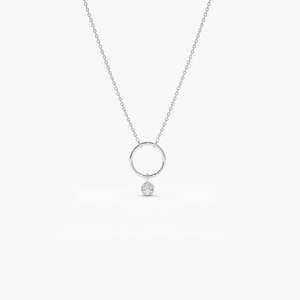 Alta calidad 14K oro collar círculo bisel conjunto con corte brillante diamante perla cadena proveedor al por mayor - Product Image 4