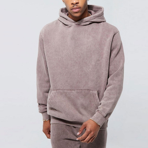 Sweat à capuche surdimensionné en coton délavé à l'acide confortable et respirant pour hommes, ensemble de survêtement en polaire pour hommes, vente en gros - Product Image 3