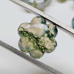 หินมอสอาเกตแกะสลักรูปดอกไม้ ขนาด 10 มม. หินธรรมชาติแกะสลักด้วยมือ สำหรับงานเครื่องประดับ 2 ถึง 5 ชิ้น - Product Image 2