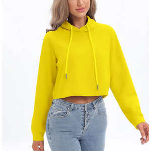 เสื้อฮู้ดดี้ผ้าฝ้ายหนานุ่มทรงหลวมสำหรับฤดูหนาว ดีไซน์ครอปท็อปสำหรับผู้หญิง ผลิตโดยโรงงาน - Product Image 5