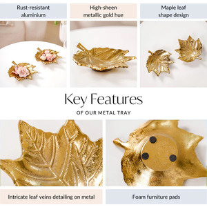 Gold Leaf Serving <b>Platter</b> Decorative Home Kitchen Table Top Dish <b>Platter</b> - Product Image 2