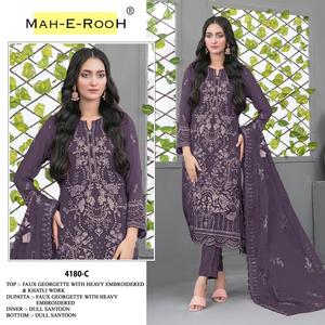 Nouvelle collection de salwar kameez pakistanais en faux georgette avec broderie lourde et travail de sequins pour les mariages et les occasions spéciales - Product Image 5