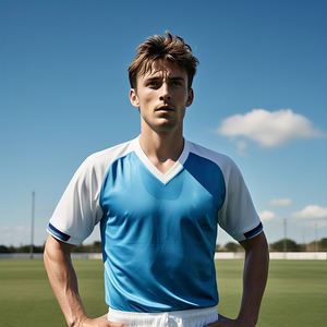 Maillot de football personnalisé 100% polyester pour hommes, haut à manches courtes et col en V pour les sports d'hiver - Product Image 1