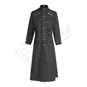 Fashion Ladies Breathable Longed-Zippers Women Stand-Collar Light-Black-Color Gothic-Coat With Zippers-Belts - Product Image 2