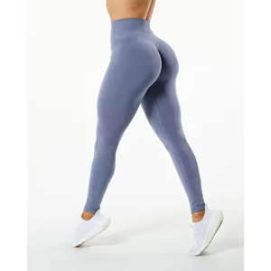 Leggings de Yoga de Cintura Alta Amplify de Alta Calidad de Proveedor OEM, Leggings Deportivos para Mujer, Color MOCHA, Diseño Sólido - Product Image 4