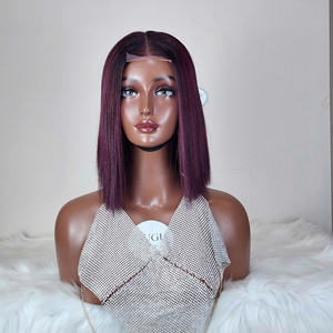 วิกผมลูกไม้ด้านหน้าติดกาวใส5*5บ๊อบวิกผม100% ตรงเงางามแบบชาวเวียดนามวิกผมวาดคู่สำหรับผู้หญิงผิวดำ - Product Image 1