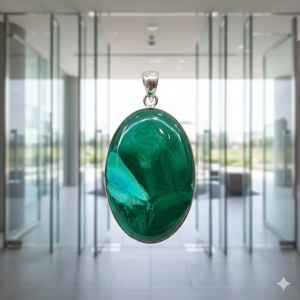 Pendentif en malachite de conception haut de gamme pour unisexe, fabricant indien, prix de gros, pierre naturelle - Product Image 4