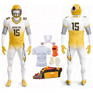 Ensemble complet d'uniformes de football américain en polyester : hauts de compression, gants, manchons de bras, cagoules, ensembles d'uniformes d'équipe - Product Image 1