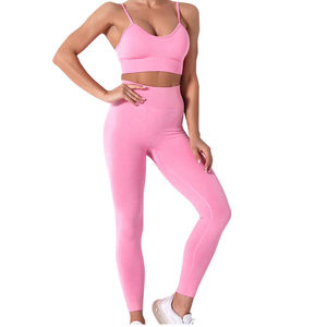Nouvel arrivage d'ensemble de vêtements de sport taille haute sans couture ensemble de yoga sans manches pour filles prix raisonnable OEM - Product Image 1