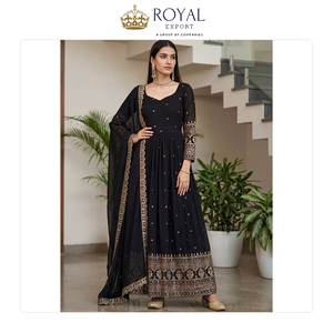 Prix raisonnable pour une tenue traditionnelle indienne de la meilleure qualité, magnifique soie Vichitra lourde avec broderie, costume Anarkali - Product Image 5