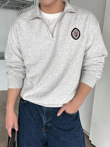 Women Half Zip Pullover Sweatshirt Fall Winter Season Solid Zipper Sweatshirt Stand Collar Knit <b>Tops</b> With Custom Logos - Product Image 4