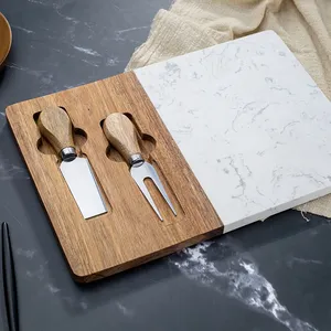 Vighizzolo Utensili Personalizzati per Formaggio, Tagliere in Acacia e Marmo, Gadget da Cucina - Product Image 3