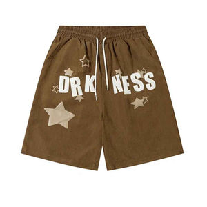 Bermudas de verano para hombre personalizadas de algodón 100%, pantalones cortos con cordón acampanado 3D desteñidos con logotipo de soplo lavado con ácido desgastado, talla XS - Product Image 1