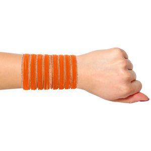 Conjunto de brazalete indio Rhinestone CZ Cristal Boda Nupcial Terciopelo Brazalete Pulseras Joyería para Mujeres Niñas (Juego de 44) - Product Image 2