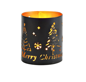 Customizable artistic iron votive <b>t</b> <b>light</b> holder with geometric pattern and antique coating made for stylish interior decor - Product Image 1