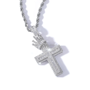 Eminent personalizado Unisex Cross Hip Hop diamante colgante laboratorio cultivado oro amarillo corte redondo IGI certificado VVS claridad chapado en oro - Product Image 2